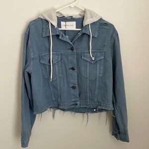 Distressed denim crop jacket